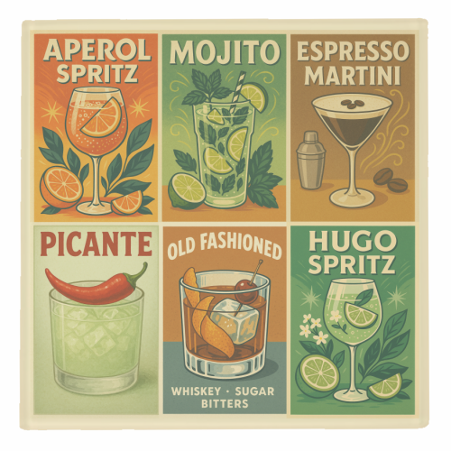 Retro Cocktail Posters - personalised beer coaster by Ms Doodle