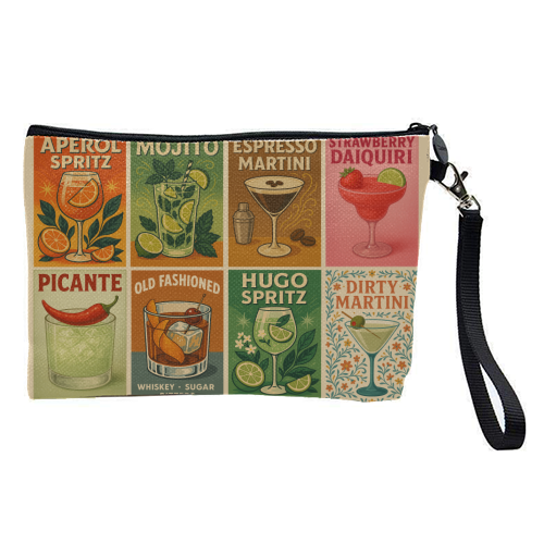 Retro Cocktail Posters - pretty makeup bag by Ms Doodle