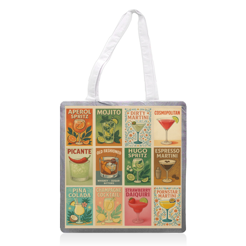 Retro Cocktail Posters - printed canvas tote bag by Ms Doodle