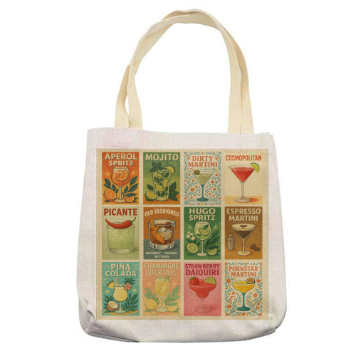 Retro Cocktail Posters - printed canvas tote bag by Ms Doodle