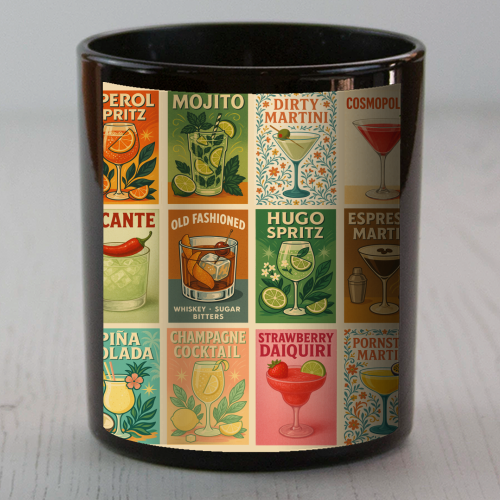 Retro Cocktail Posters - scented candle by Ms Doodle