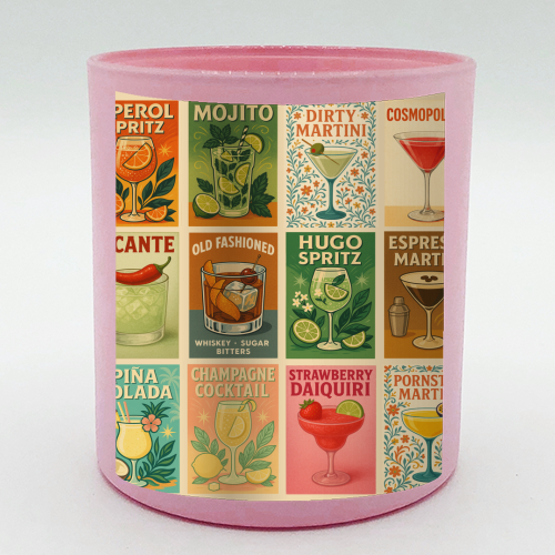 Retro Cocktail Posters - scented candle by Ms Doodle