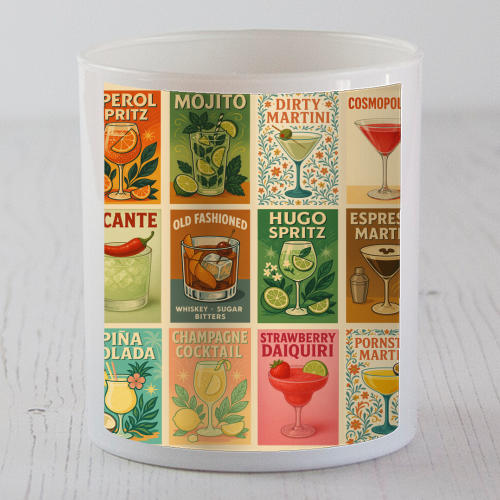 Retro Cocktail Posters - scented candle by Ms Doodle