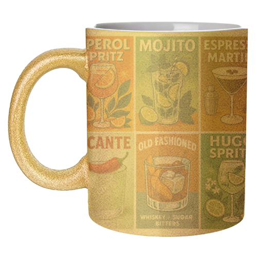 Retro Cocktail Posters - unique mug by Ms Doodle