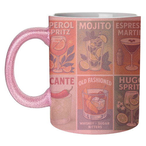 Retro Cocktail Posters - unique mug by Ms Doodle
