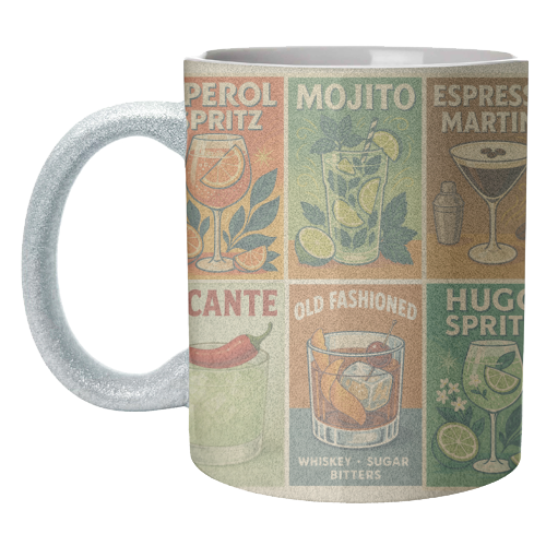 Retro Cocktail Posters - unique mug by Ms Doodle