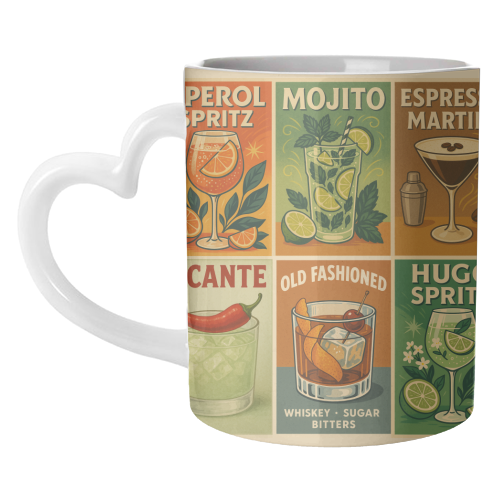 Retro Cocktail Posters - unique mug by Ms Doodle