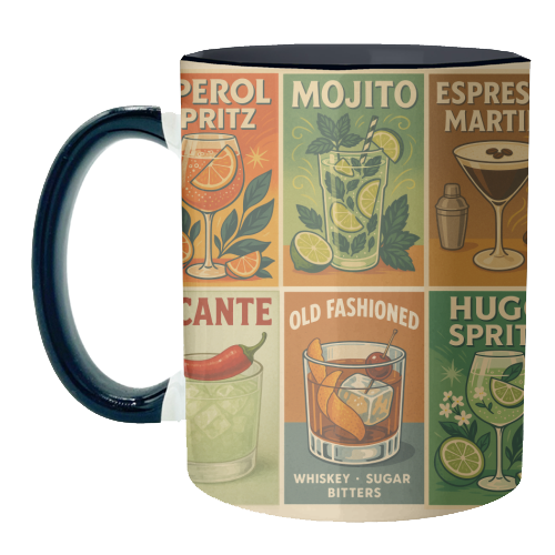 Retro Cocktail Posters - unique mug by Ms Doodle