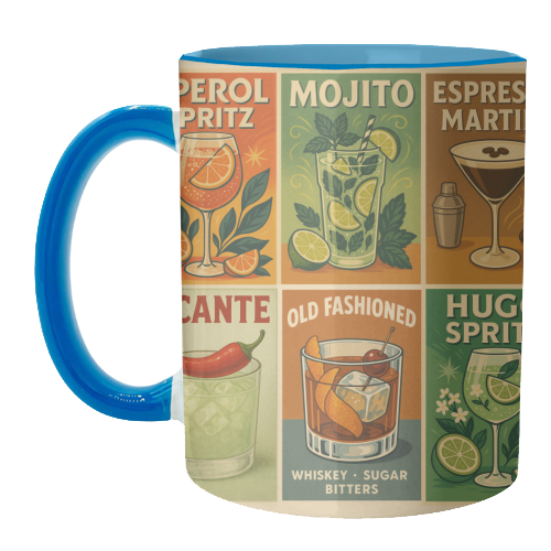 Retro Cocktail Posters - unique mug by Ms Doodle