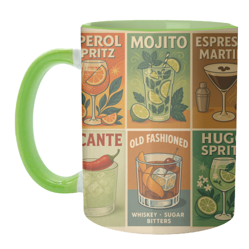 Retro Cocktail Posters - unique mug by Ms Doodle