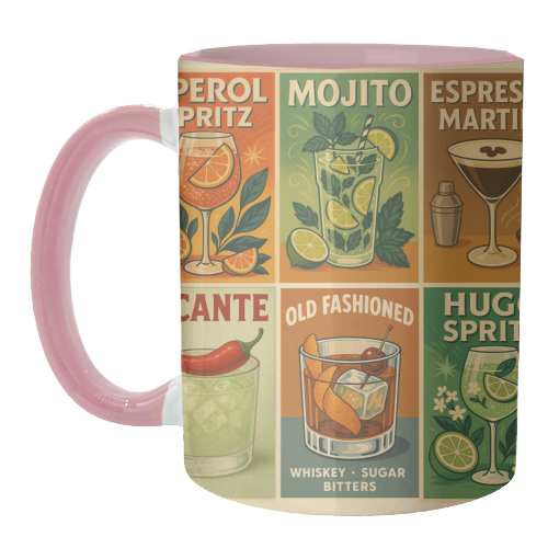 Retro Cocktail Posters - unique mug by Ms Doodle