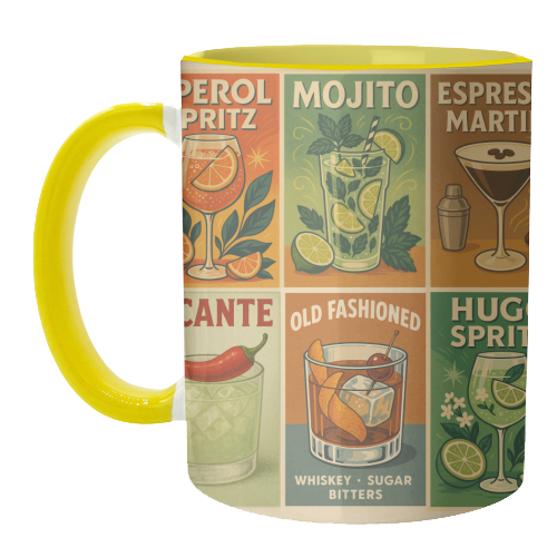 Retro Cocktail Posters - unique mug by Ms Doodle