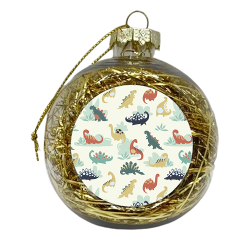 Retro Dinos - xmas bauble by Joanne Ellerbeck