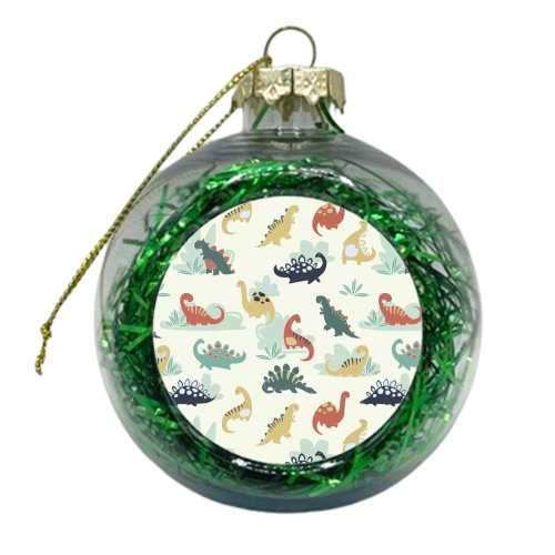 Retro Dinos - xmas bauble by Joanne Ellerbeck