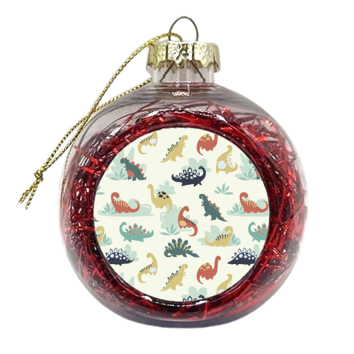 Retro Dinos - xmas bauble by Joanne Ellerbeck