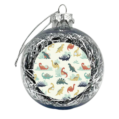 Retro Dinos - xmas bauble by Joanne Ellerbeck