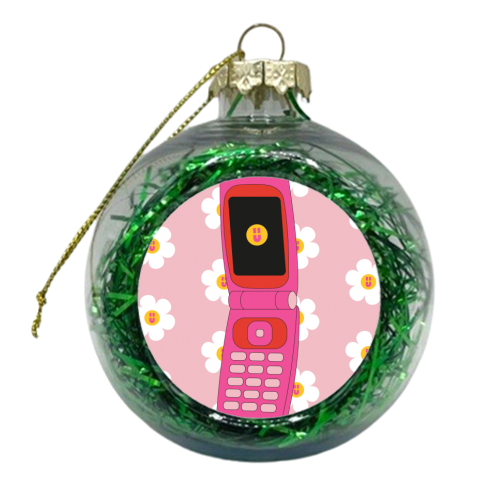 Retro Flipphone - xmas bauble by Lucy Elliott
