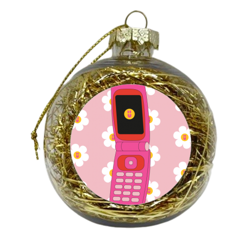 Retro Flipphone - xmas bauble by Lucy Elliott