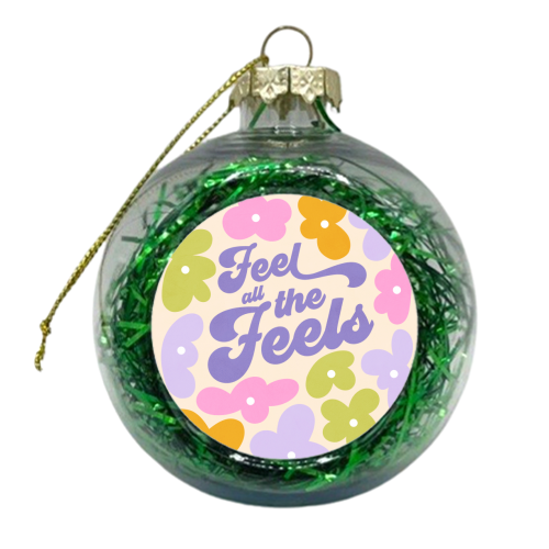 Retro Floral 'Feel all the Feels' - xmas bauble by Dominique Vari