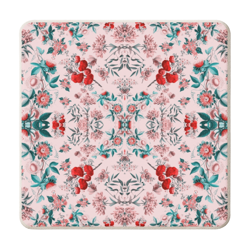 Retro Flowers, Botanical Pattern - personalised beer coaster by taudalpoi