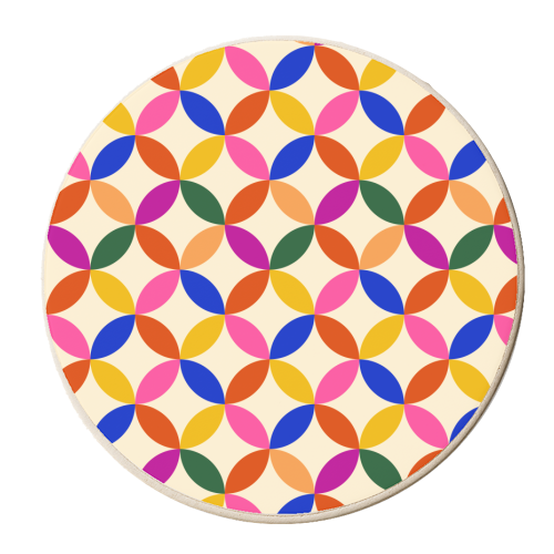 Retro Geometric Shapes Pattern - personalised beer coaster by Ania Wieclaw