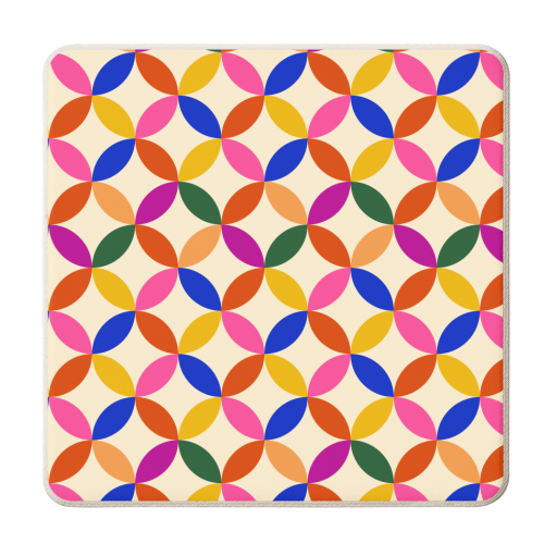 Retro Geometric Shapes Pattern - personalised beer coaster by Ania Wieclaw