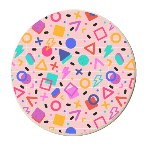 Retro Memphis Pattern - personalised beer coaster by Ania Wieclaw