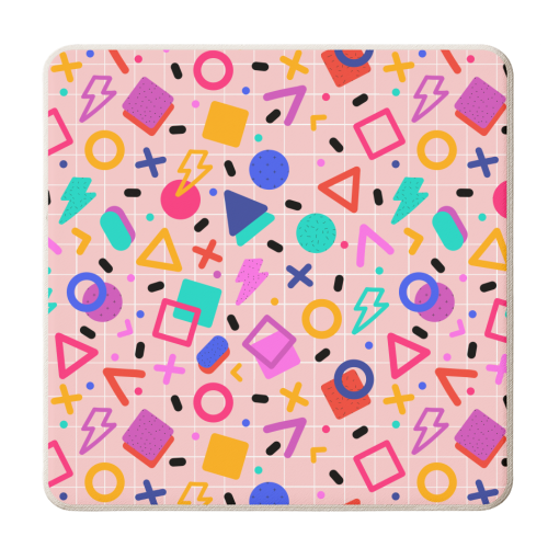 Retro Memphis Pattern - personalised beer coaster by Ania Wieclaw