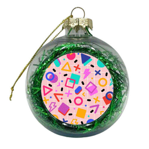 Retro Memphis Pattern - xmas bauble by Ania Wieclaw