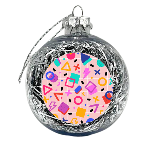 Retro Memphis Pattern - xmas bauble by Ania Wieclaw