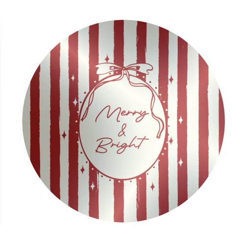 Retro Merry & Bright Christmas Stripes Illustration - Circle Sticker by EZbie