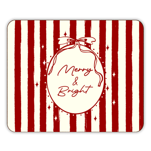 Retro Merry & Bright Christmas Stripes Illustration - designer placemat by EZbie