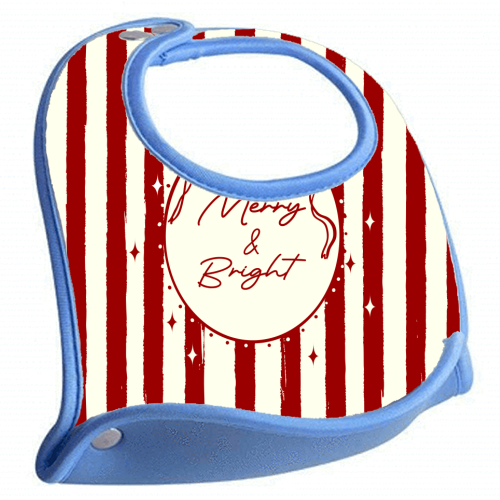 Retro Merry & Bright Christmas Stripes Illustration - feeding bib by EZbie