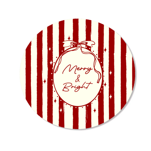 Retro Merry & Bright Christmas Stripes Illustration - Magnet by EZbie