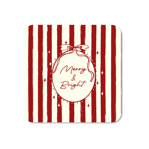 Retro Merry & Bright Christmas Stripes Illustration - Magnet by EZbie