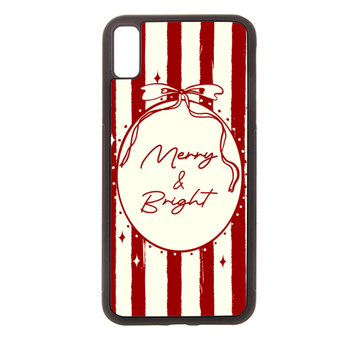 Retro Merry & Bright Christmas Stripes Illustration - stylish phone case by EZbie