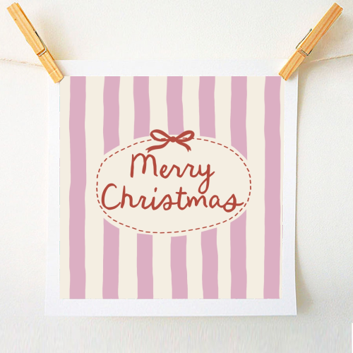 Retro Merry Christmas stripes - A1 - A4 art print by Giddy Kipper