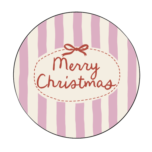 Retro Merry Christmas stripes - Circle Sticker by Giddy Kipper