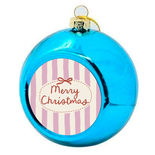 Retro Merry Christmas stripes - colourful christmas bauble by Giddy Kipper