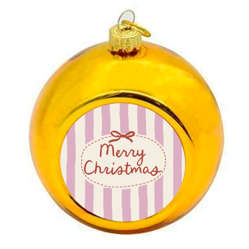 Retro Merry Christmas stripes - colourful christmas bauble by Giddy Kipper