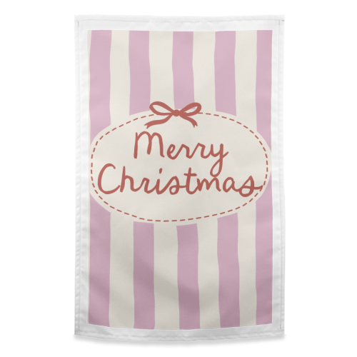Retro Merry Christmas stripes - funny tea towel by Giddy Kipper
