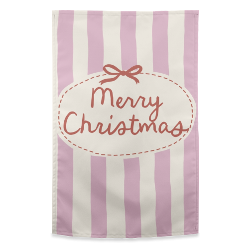 Retro Merry Christmas stripes - funny tea towel by Giddy Kipper
