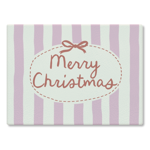 Retro Merry Christmas stripes - glass chopping board by Giddy Kipper