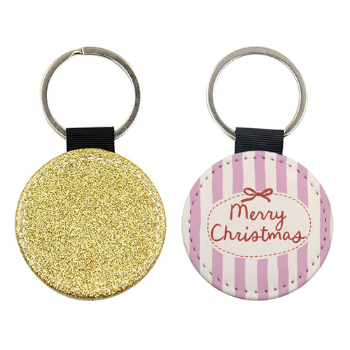 Retro Merry Christmas stripes - keyring by Giddy Kipper