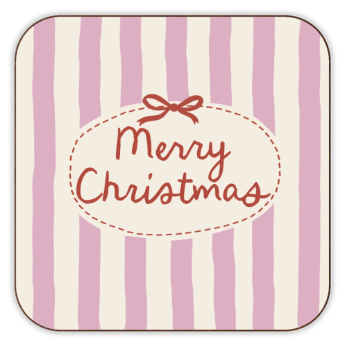 Retro Merry Christmas stripes - personalised beer coaster by Giddy Kipper