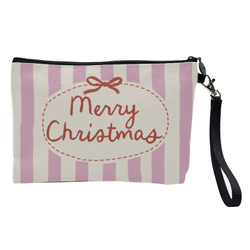 Retro Merry Christmas stripes - pretty makeup bag by Giddy Kipper