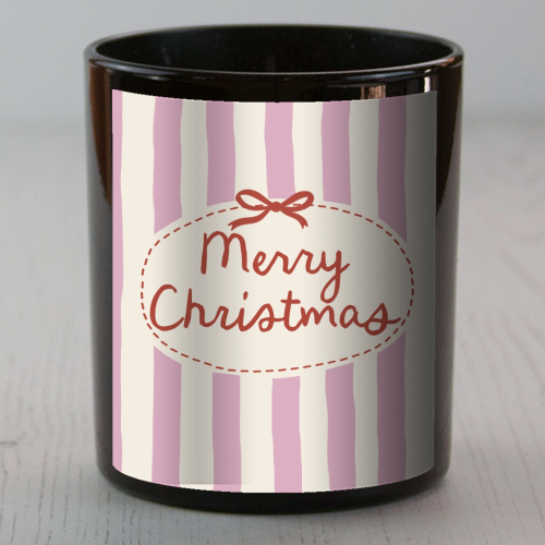 Retro Merry Christmas stripes - scented candle by Giddy Kipper