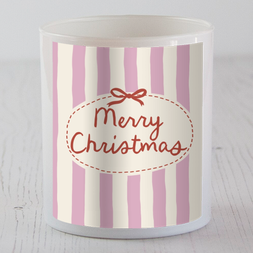 Retro Merry Christmas stripes - scented candle by Giddy Kipper