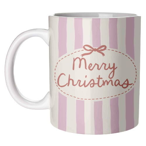 Retro Merry Christmas stripes - unique mug by Giddy Kipper