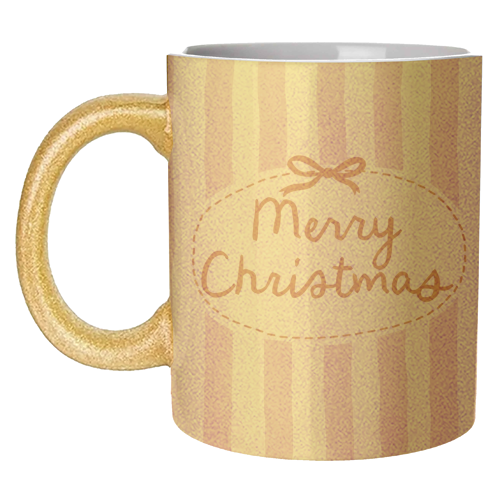 Retro Merry Christmas stripes - unique mug by Giddy Kipper